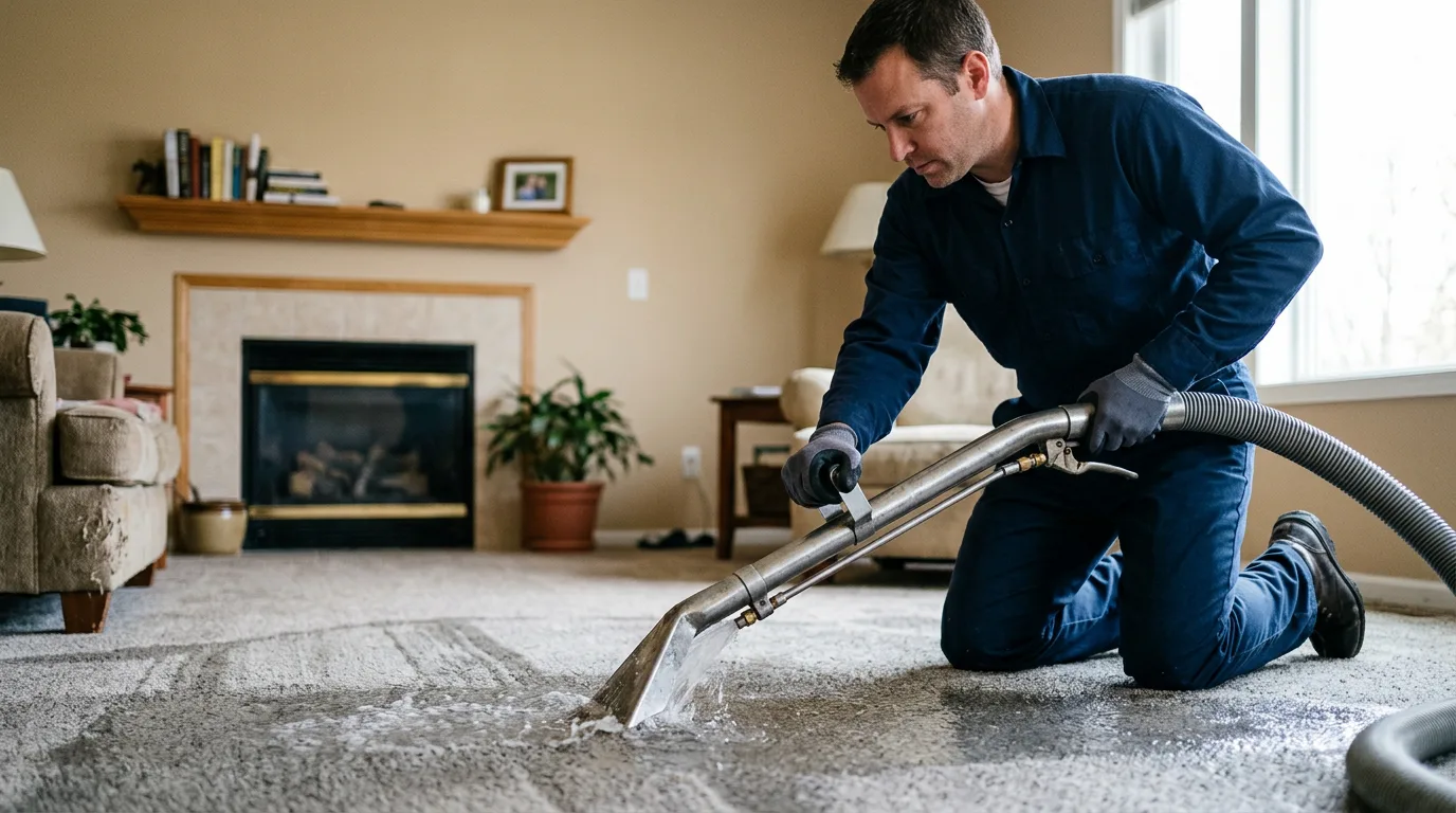 Water damage restoration technician working near Corsicana, TX